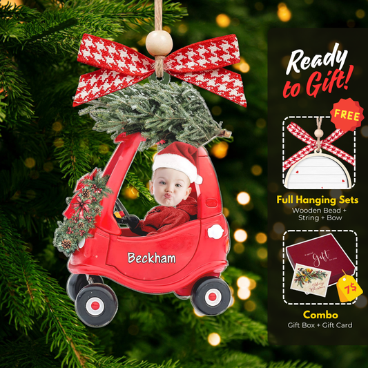 2D Baby Custom Photo Christmas Ornament, Adorable Newborn Baby Photo Ornament CF637 - Kindlytoys