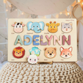 Animal Name Puzzle for Kids, Wooden Toddler Puzzle with Story-Themed Elements, Custom Gifts For 1-3 Year Old, Nursery Decor NP53 - Kindlytoys