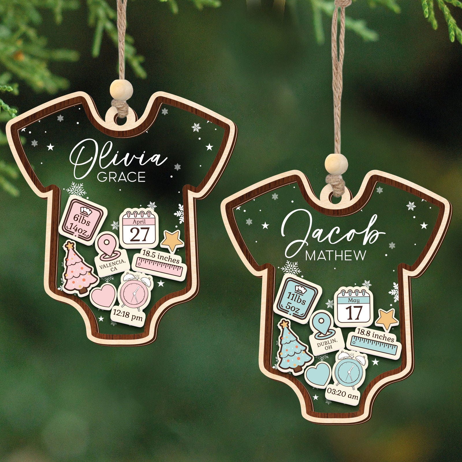 Baby 1st Christmas Ornament, Personalized Baby's First Christmas Ornament, Custom New Baby Gift CF64 - Kindlytoys