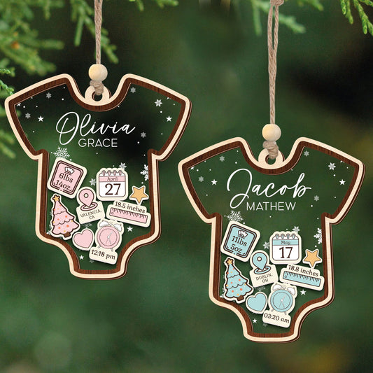 Baby 1st Christmas Ornament, Personalized Baby's First Christmas Ornament, Custom New Baby Gift CF64 - Kindlytoys