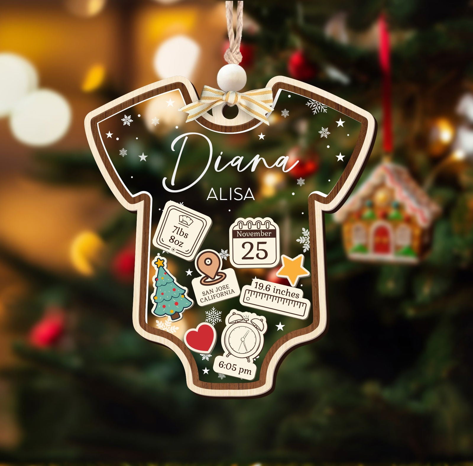 Baby 1st Christmas Ornament, Personalized Baby's First Christmas Ornament, Custom New Baby Gift CF64 - Kindlytoys