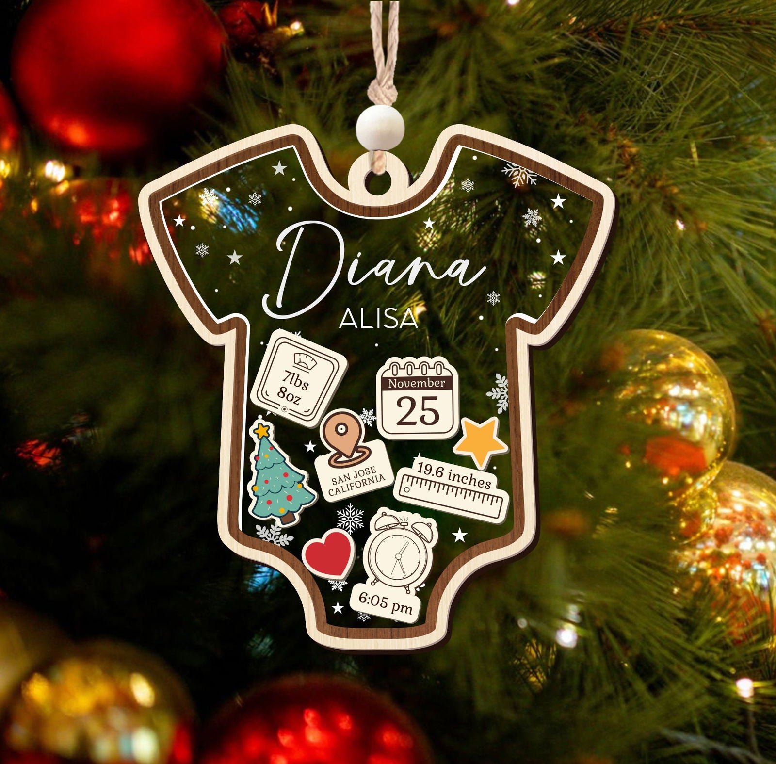 Baby 1st Christmas Ornament, Personalized Baby's First Christmas Ornament, Custom New Baby Gift CF64 - Kindlytoys