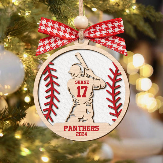Custom Baseball Wood Ornament 2 Layered, Personalized Baseball Ornament CF429 - Kindlytoys