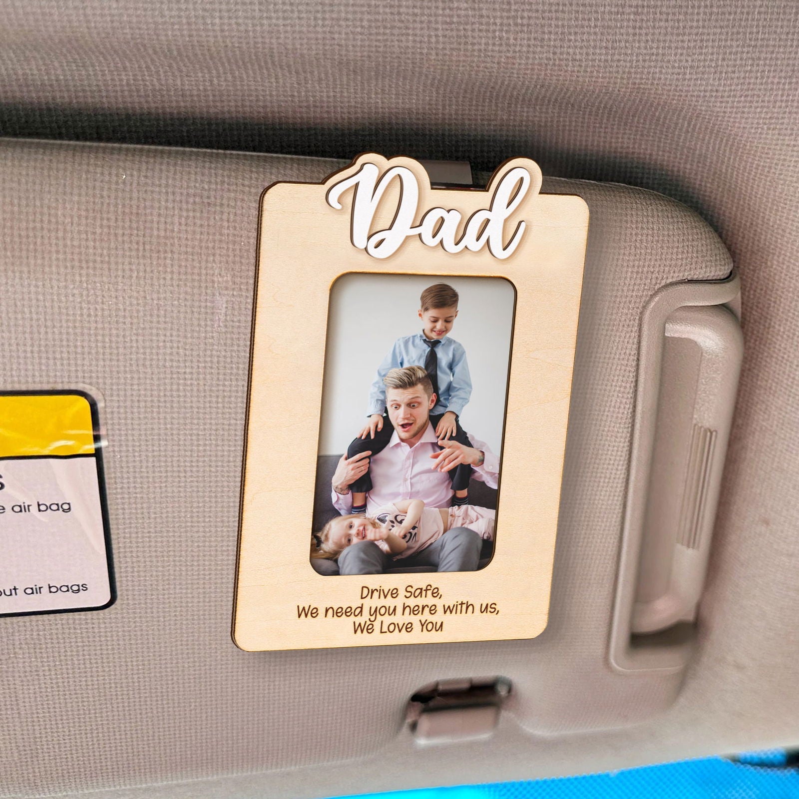 Custom Dad Photo Car Visor Clip, Father's Day Gift, Personalized Picture Frame, Gift for Papa dad Grandpa, Custom Visor Clip CV05 - Kindlytoys