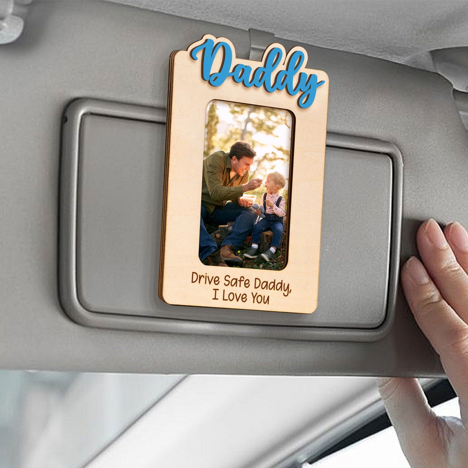 Custom Dad Photo Car Visor Clip, Father's Day Gift, Personalized Picture Frame, Gift for Papa dad Grandpa, Custom Visor Clip CV05 - Kindlytoys