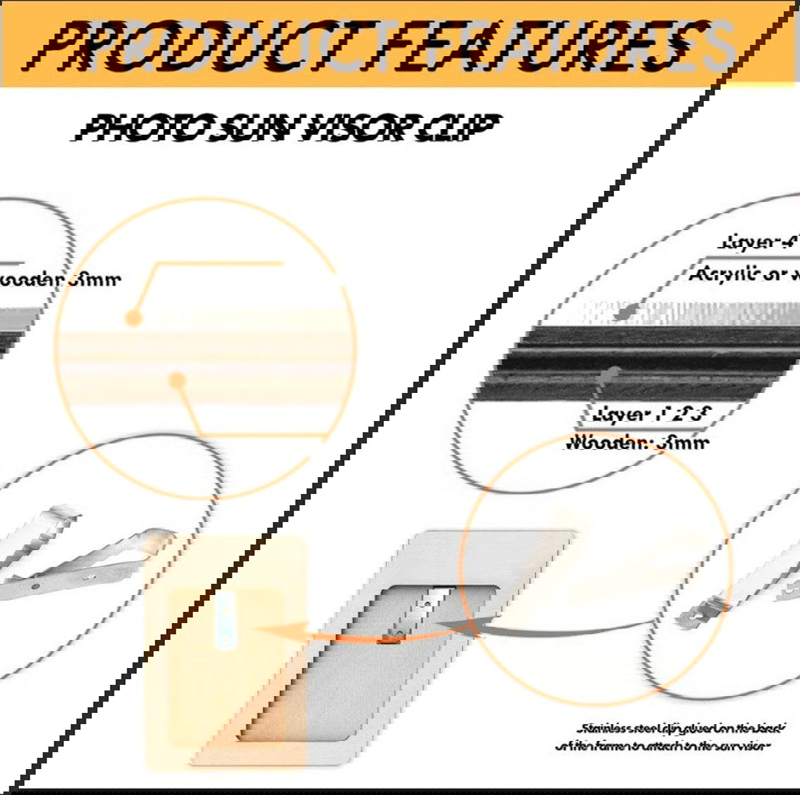 Custom Dad Photo Car Visor Clip, Father's Day Gift, Personalized Picture Frame, Gift for Papa dad Grandpa, Custom Visor Clip CV05 - Kindlytoys