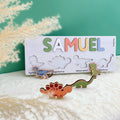 Cute Dinosaurs Name Puzzle For Toddlers, Baby Name Wooden Puzzle, Wooden Montessori Toys, 1st Birthday Gifts For Kids, First Christmas Gifts idea NP07 - Kindlytoys