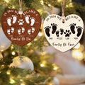 First Christmas As A Family Of Four Footprints, Personalized Custom Shaped Wooden Ornament CF701 - Kindlytoys