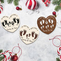 First Christmas As A Family Of Four Footprints, Personalized Custom Shaped Wooden Ornament CF701 - Kindlytoys