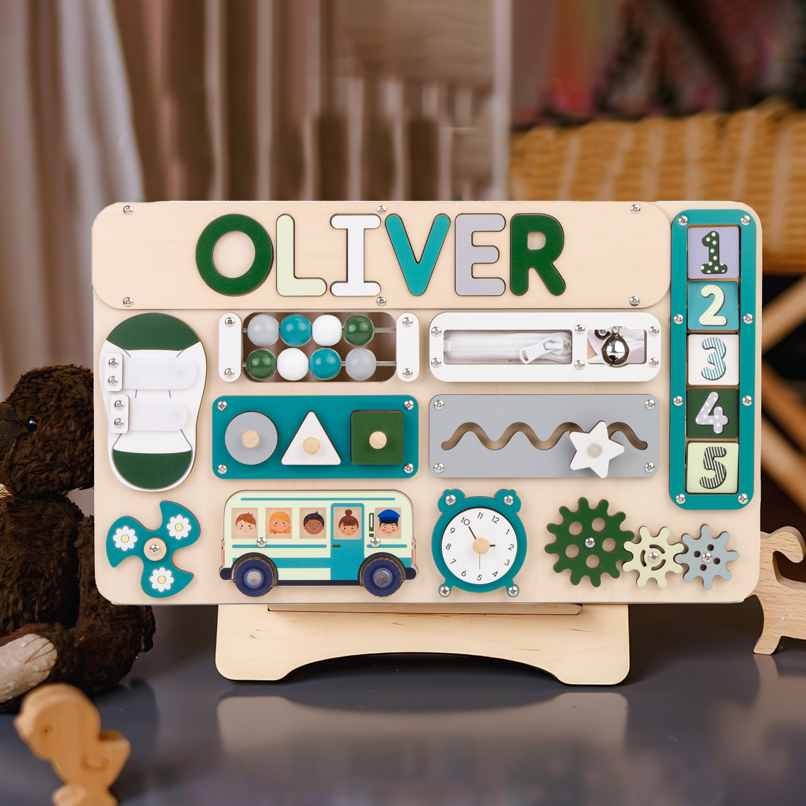 Montessori Busy Board for Toddlers - Wooden Activity Board to Inspire Play & Foster Early Development BB55 - Kindlytoys