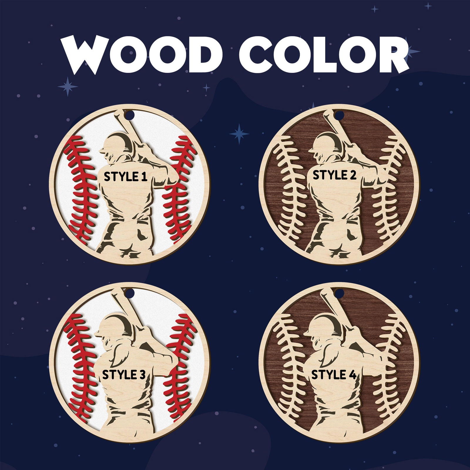 Personalize Baseball Ornament Wooden 2 Layered, Custom Baseball Christmas Ornament, CF915 - Kindlytoys