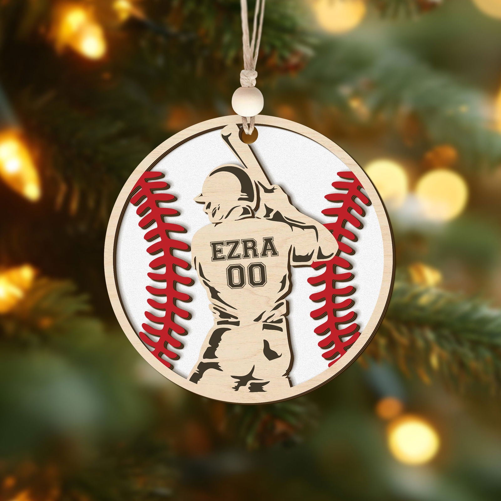 Personalize Baseball Ornament Wooden 2 Layered, Custom Baseball Christmas Ornament, CF915 - Kindlytoys