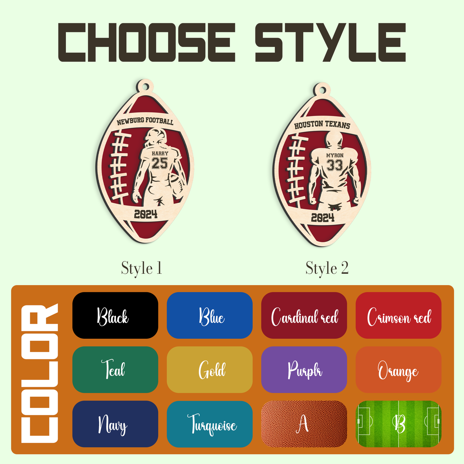 Personalized American Football 2 Layered Wooden Ornament, Custom Name Number Football Player Christmas Ornament, CF927 - Kindlytoys