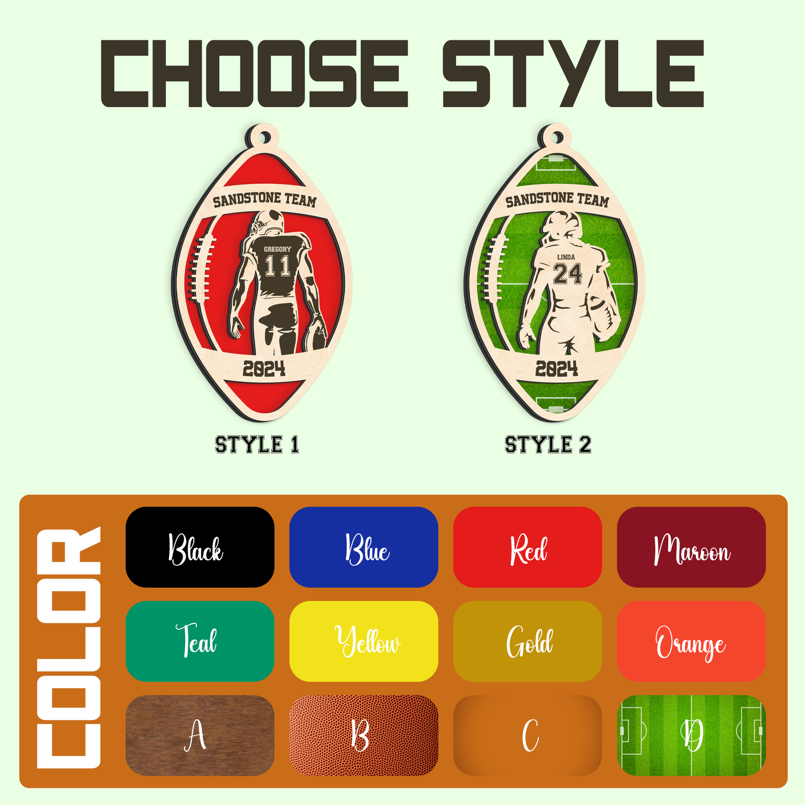 Personalized American Football Ornament, Football Player 2 Layered Wooden Ornament, CF922 - Kindlytoys