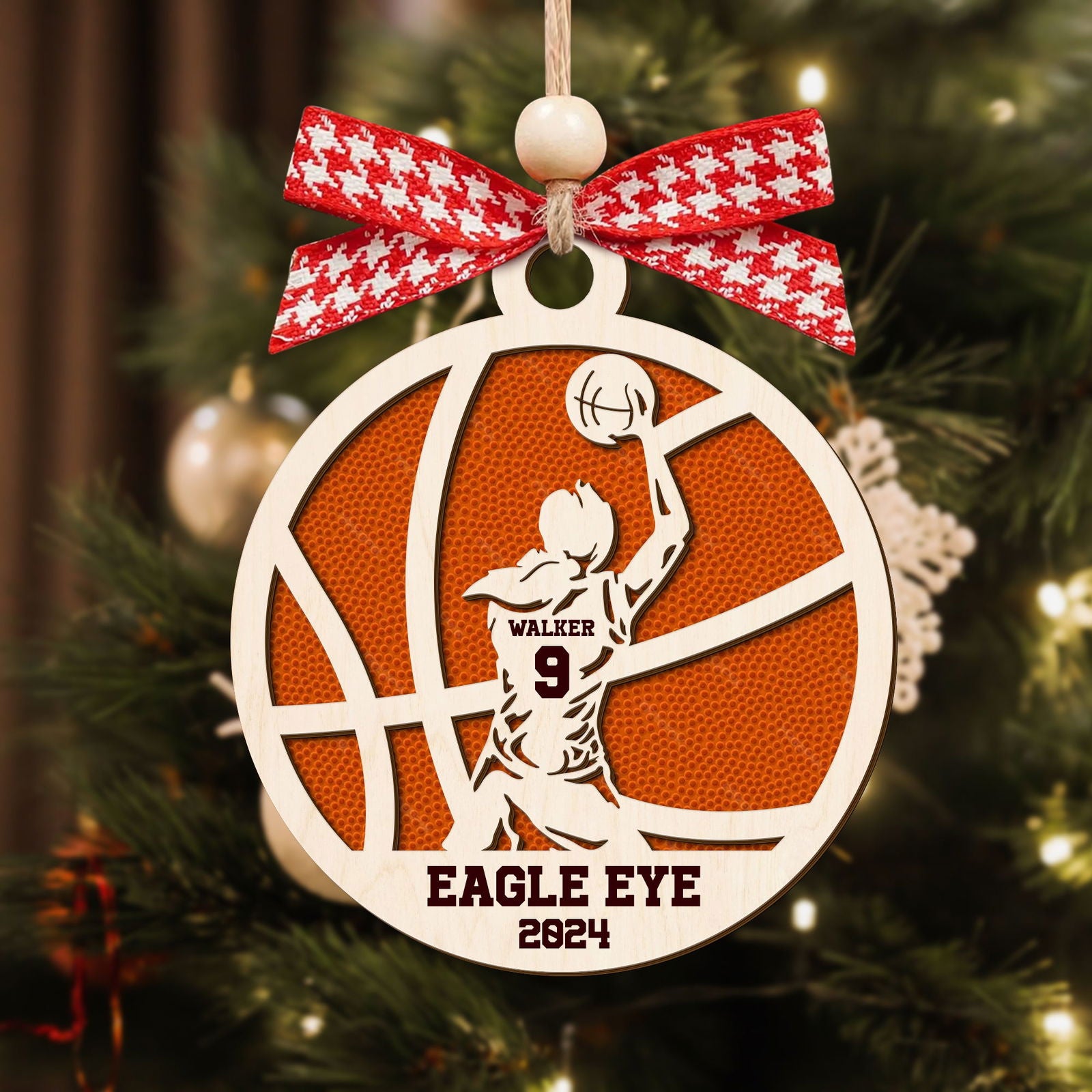 Personalized Basketball Ornament, Custom Basketball Wood Ornament 2 Layered CF432 - Kindlytoys