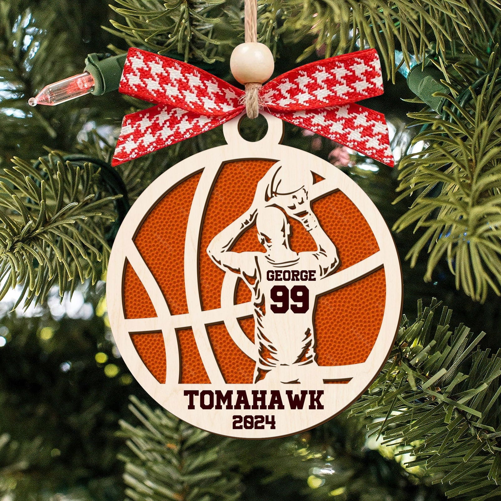 Personalized Basketball Ornament, Custom Basketball Wood Ornament 2 Layered CF432 - Kindlytoys