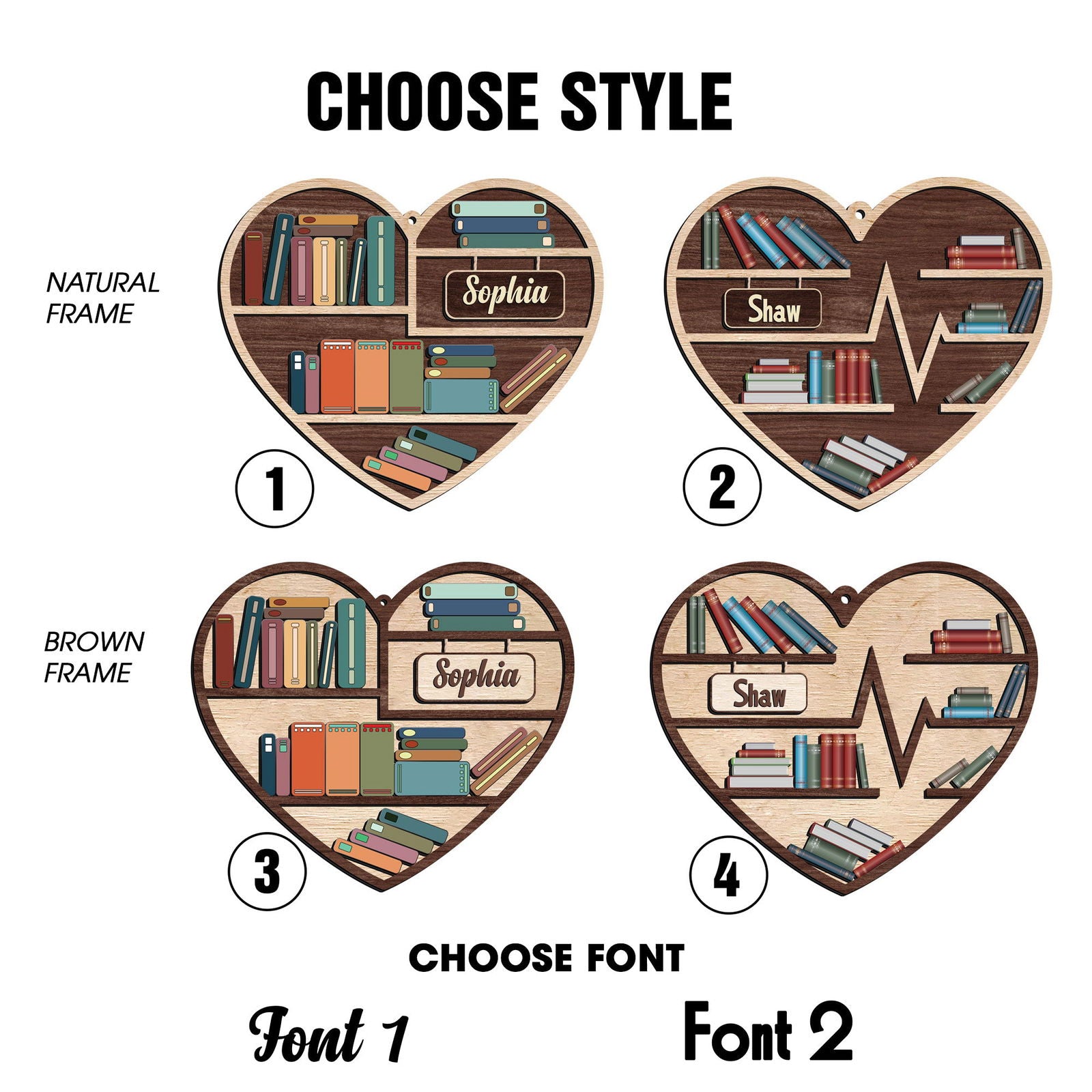 Personalized Book Lovers Heart Ornament, Book Tree Wooden Ornament Gift For Librarian CF159 - Kindlytoys