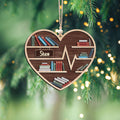 Personalized Book Lovers Heart Ornament, Book Tree Wooden Ornament Gift For Librarian CF159 - Kindlytoys