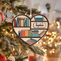Personalized Book Lovers Heart Ornament, Book Tree Wooden Ornament Gift For Librarian CF159 - Kindlytoys