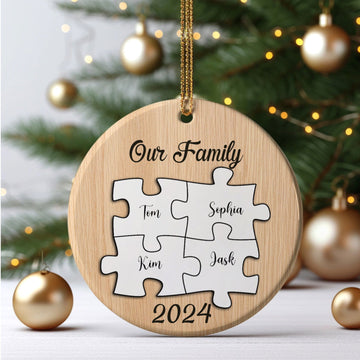 Personalized Ceramic Family Ornament, Puzzle Ornament, Pieces of our Family CX02-31 - Kindlytoys