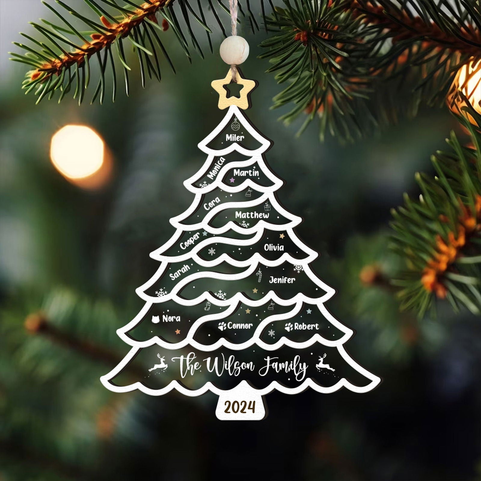 Personalized Christmas Family Names Tree Ornament, Christmas Tree Name Ornament CF49 - Kindlytoys