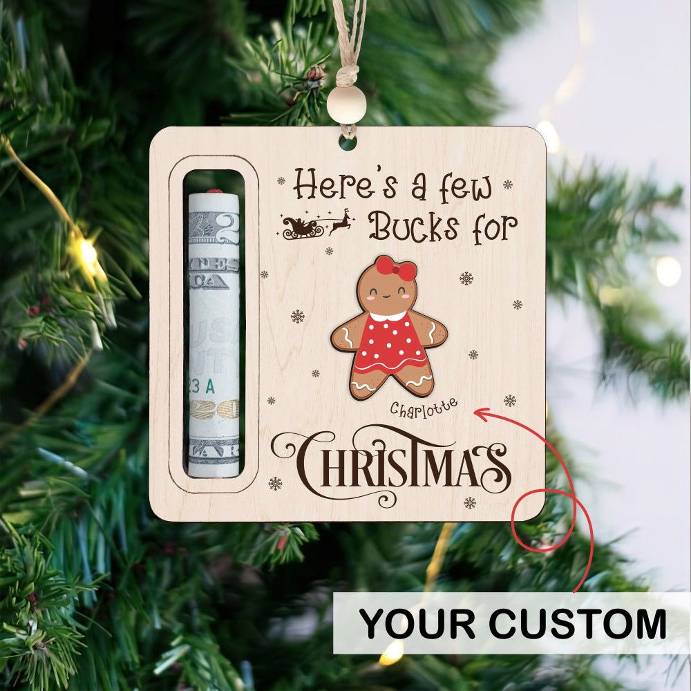money ornaments for christmas tree Personalized Cute Money Holder Christmas Ornament, Christmas tree decorations, Nursery Decor, 5 x 5 inches / Baby Girl
