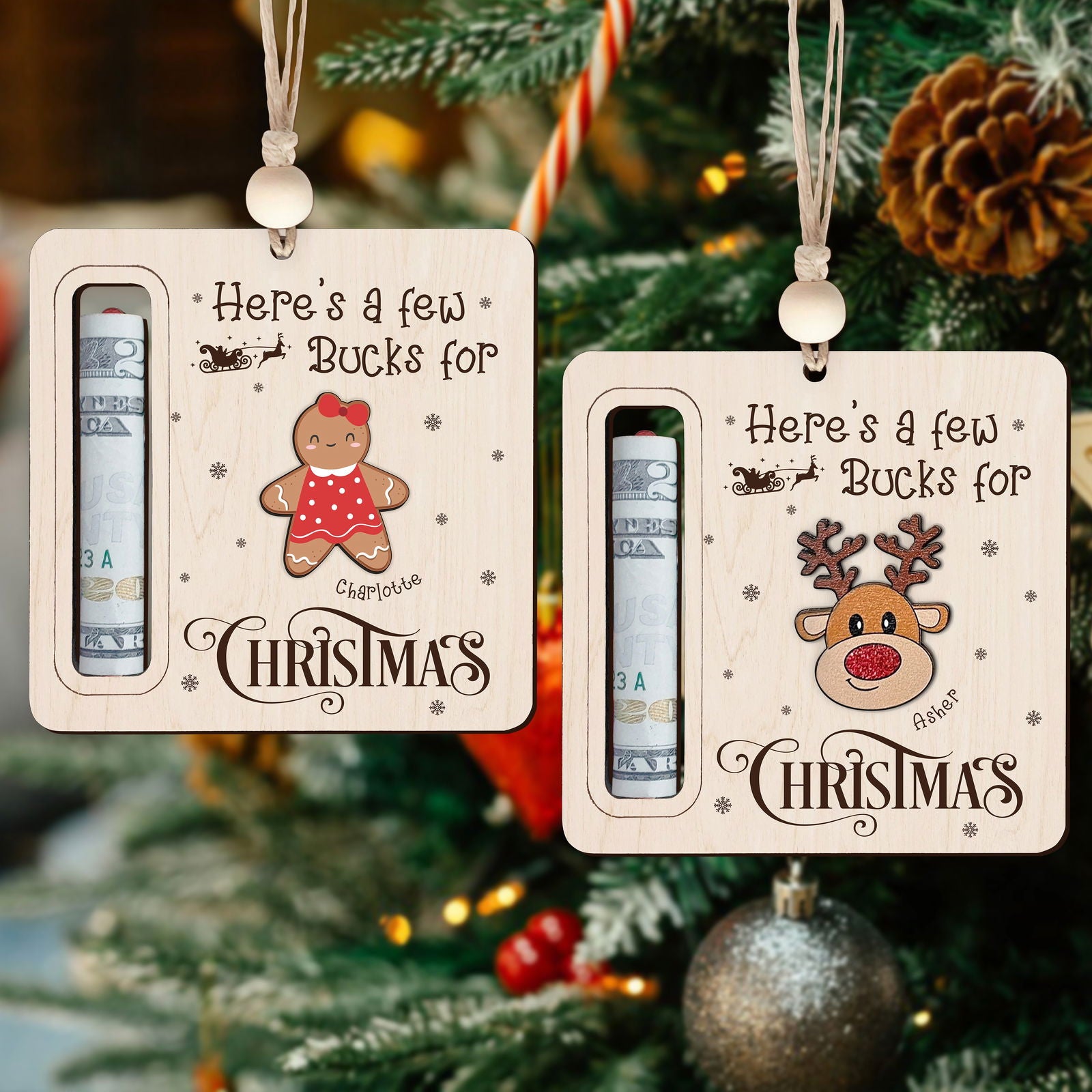 Personalized Christmas Money Holder, Here’s A Few Bucks for Christmas, Money Holder Tree Christmas Gifts, CF32 - Kindlytoys