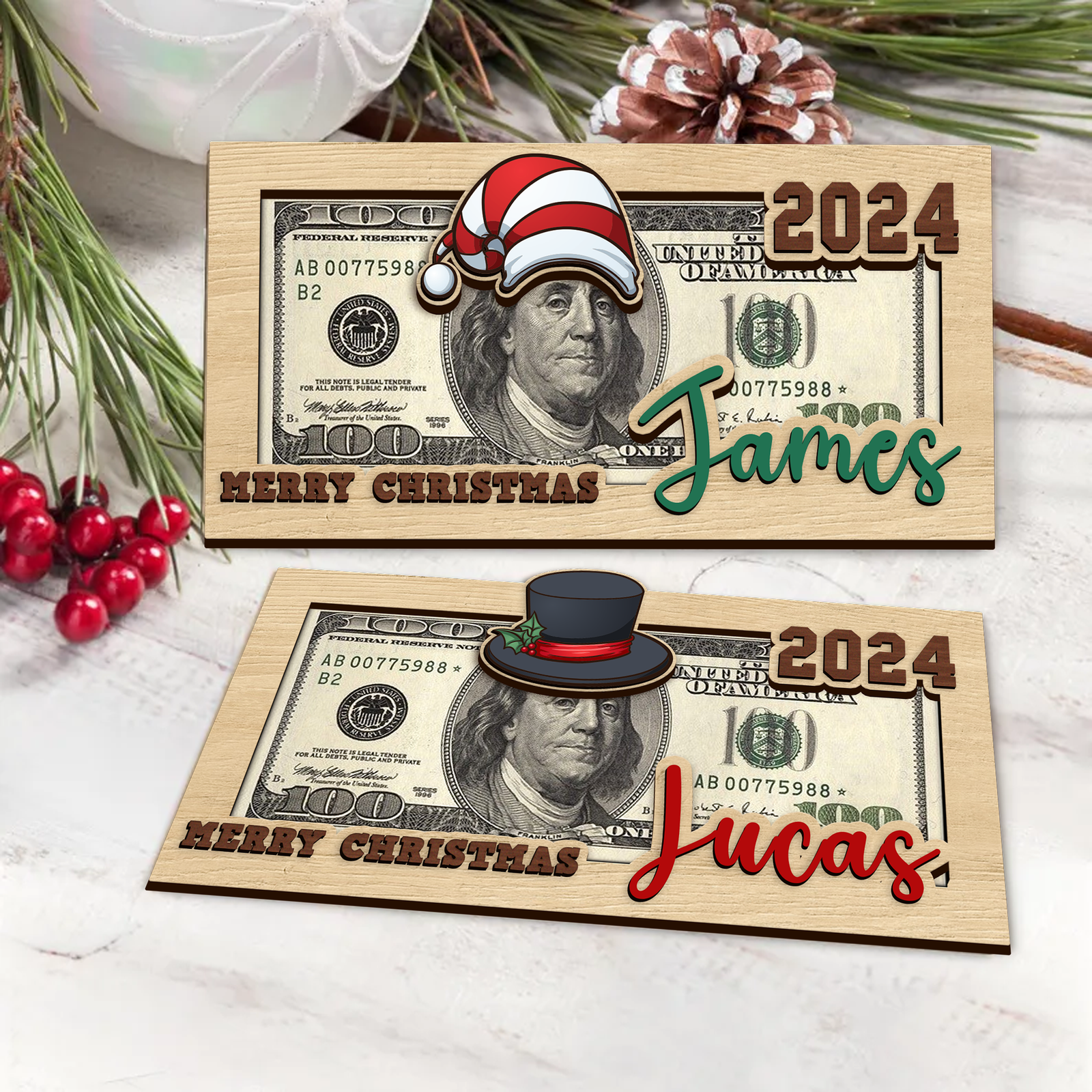 dollar tree christmas money holders Personalized Christmas Money Holders, Christmas Party Cash Holder Gift, Santa Money Cards MH43, Style 8 / Brown