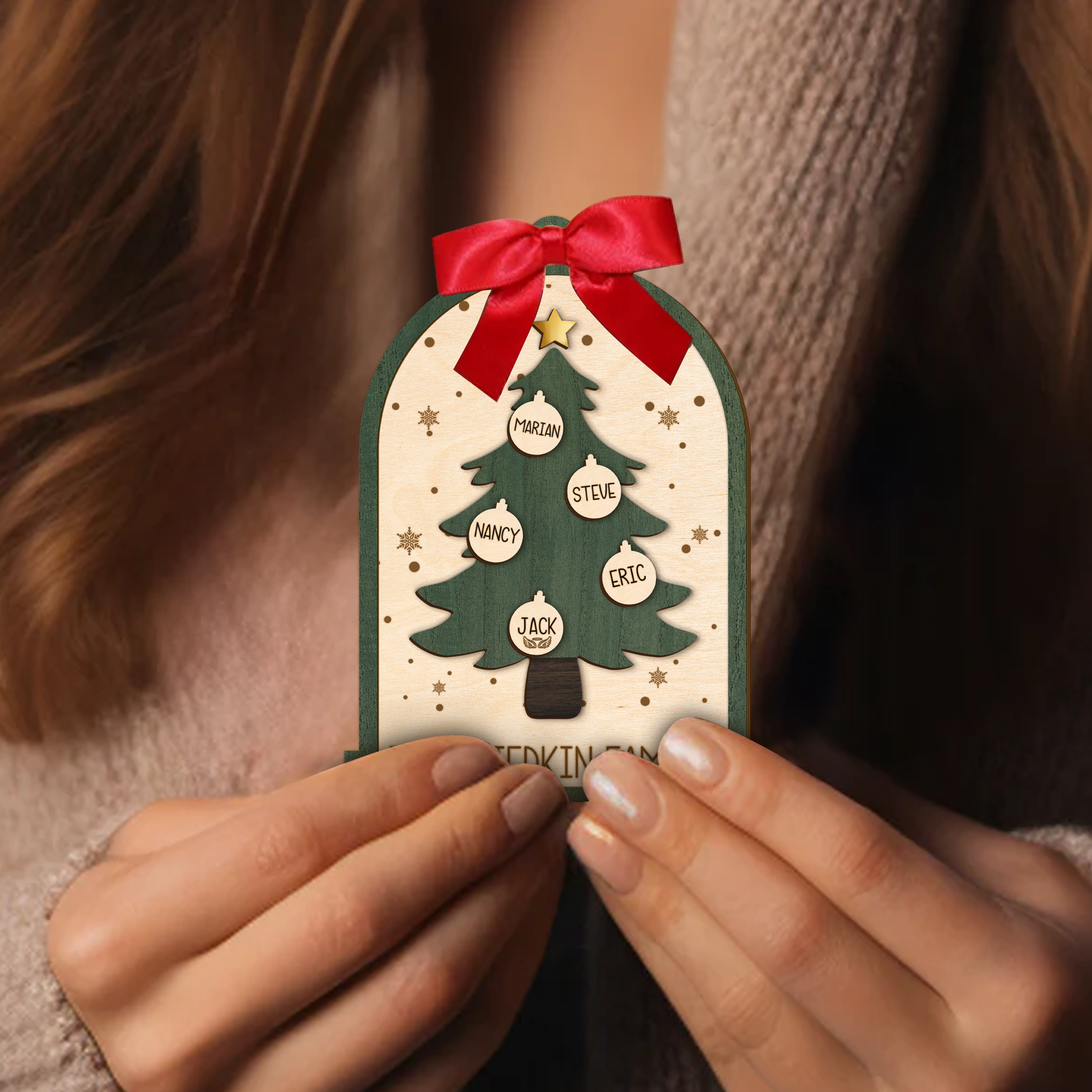 Personalized Christmas Tree Family Name Ornament, Custom Family Names Christmas Ornament CF189 - Kindlytoys