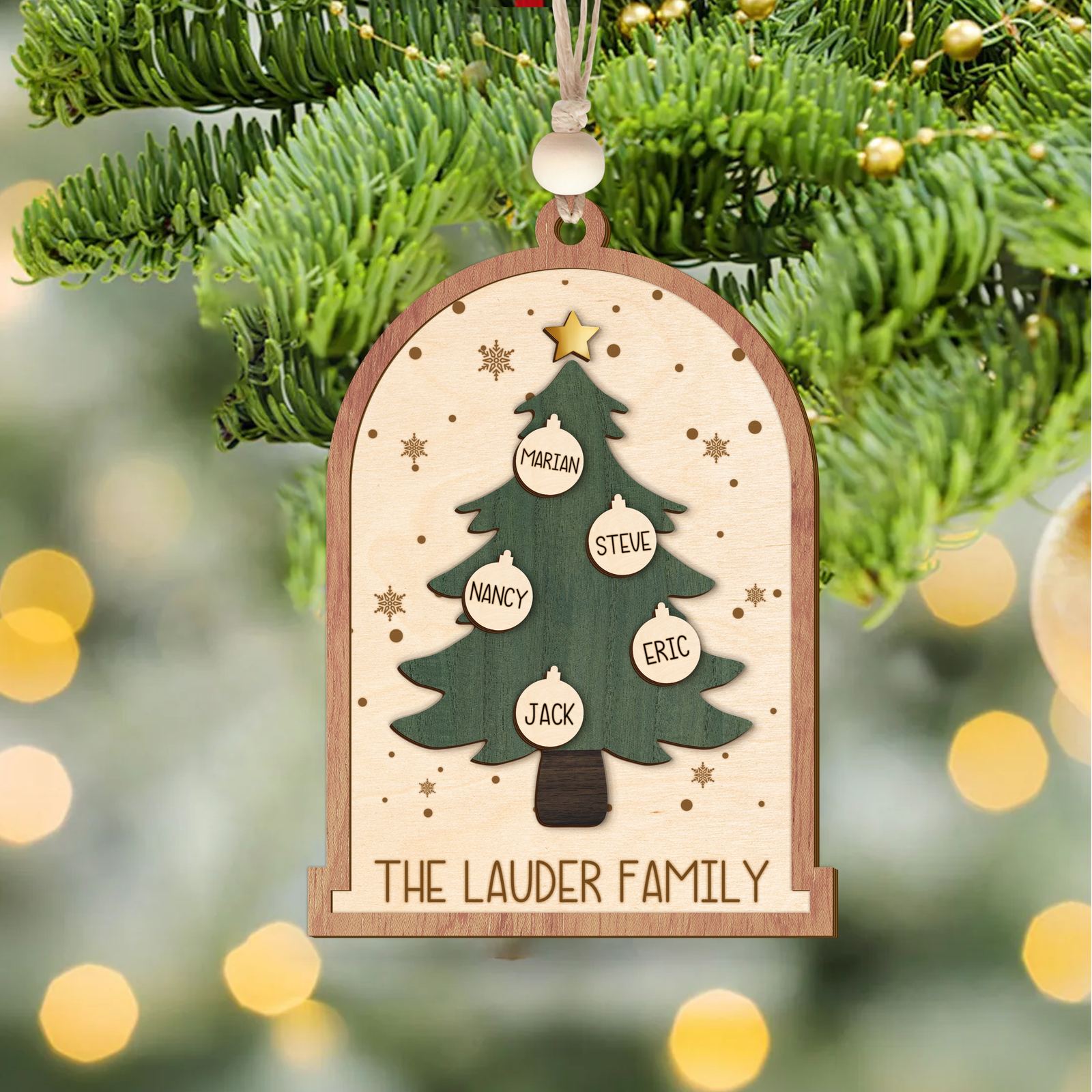Personalized Christmas Tree Family Name Ornament, Custom Family Names Christmas Ornament CF189 - Kindlytoys