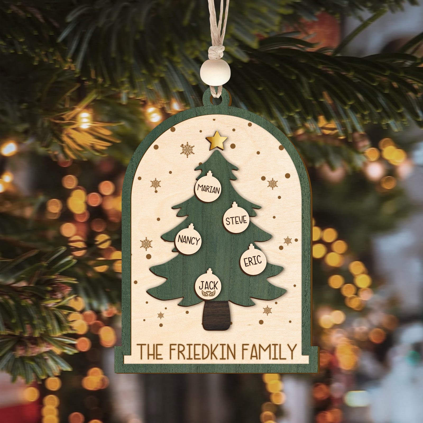 Personalized Christmas Tree Family Name Ornament, Custom Family Names Christmas Ornament CF189 - Kindlytoys