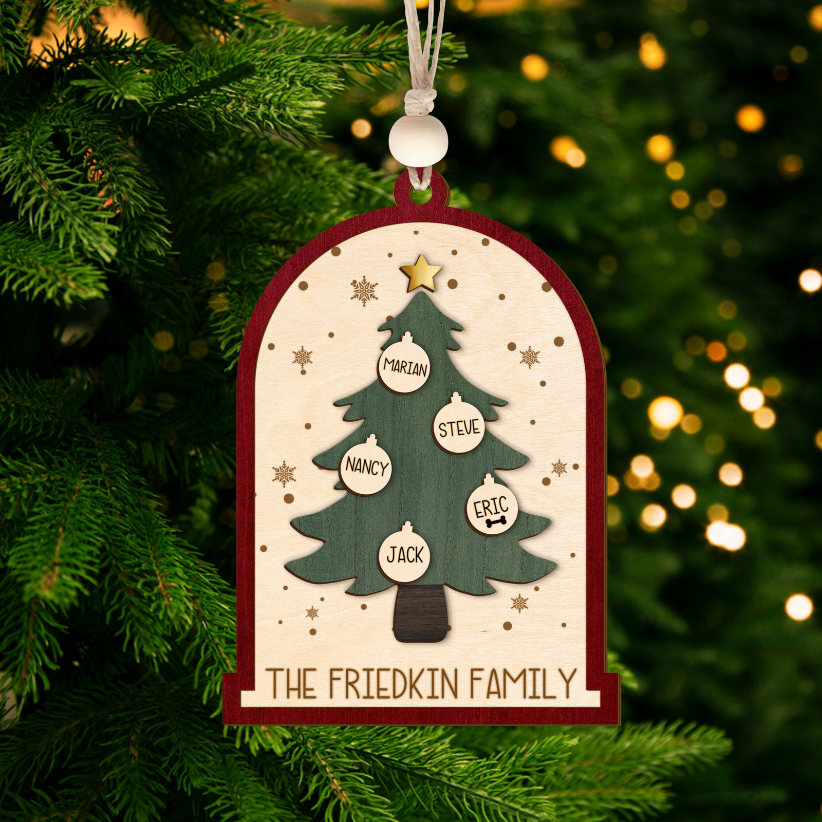 Personalized Christmas Tree Family Name Ornament, Custom Family Names Christmas Ornament CF189 - Kindlytoys