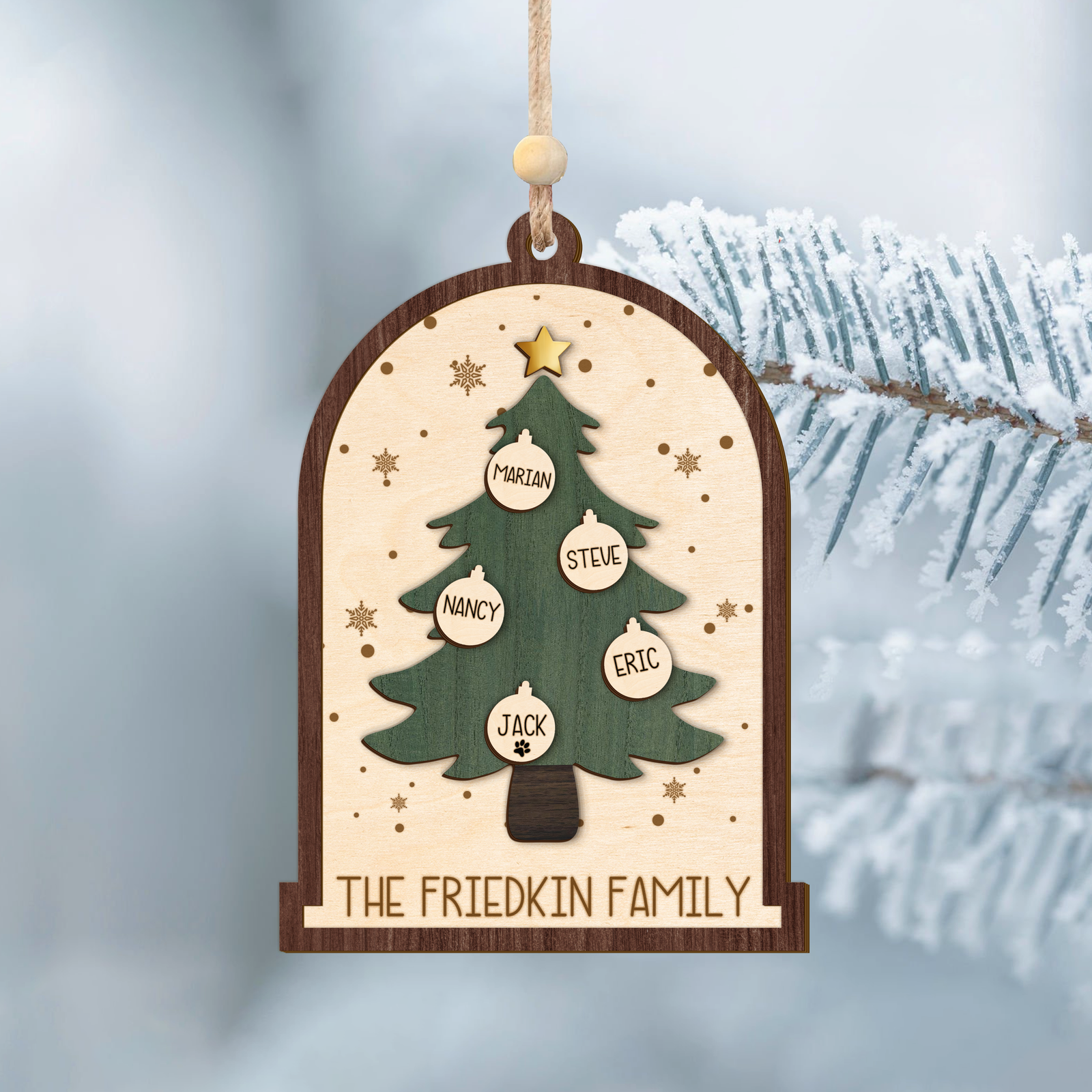 Personalized Christmas Tree Family Name Ornament, Custom Family Names Christmas Ornament CF189 - Kindlytoys