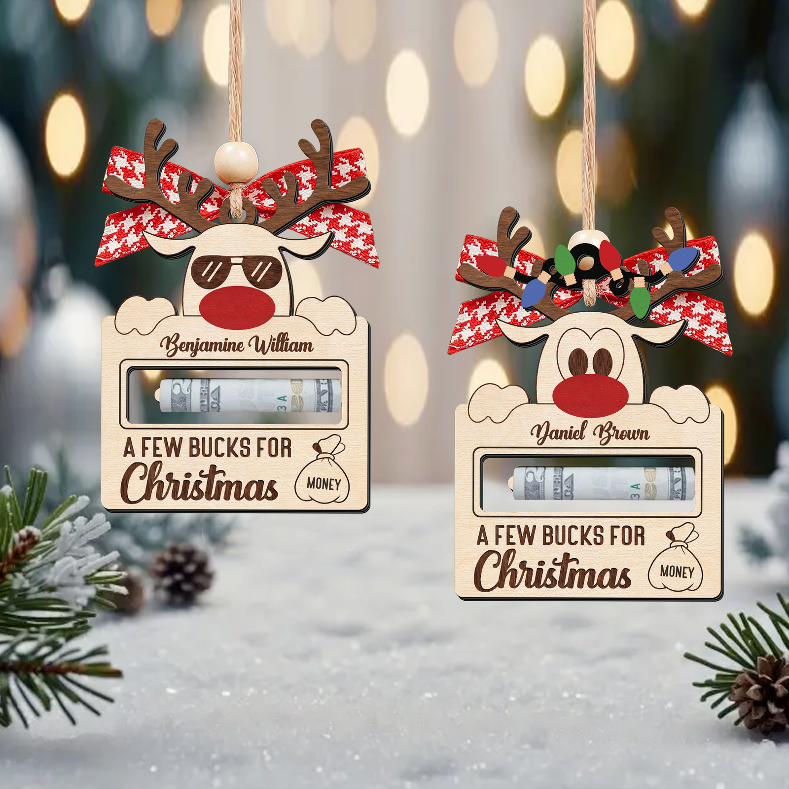 Personalized Cute Reindeer Christmas Money Holder Ornament, Here’s A Few Bucks for Christmas Money Holder Gifts MH50 - Kindlytoys