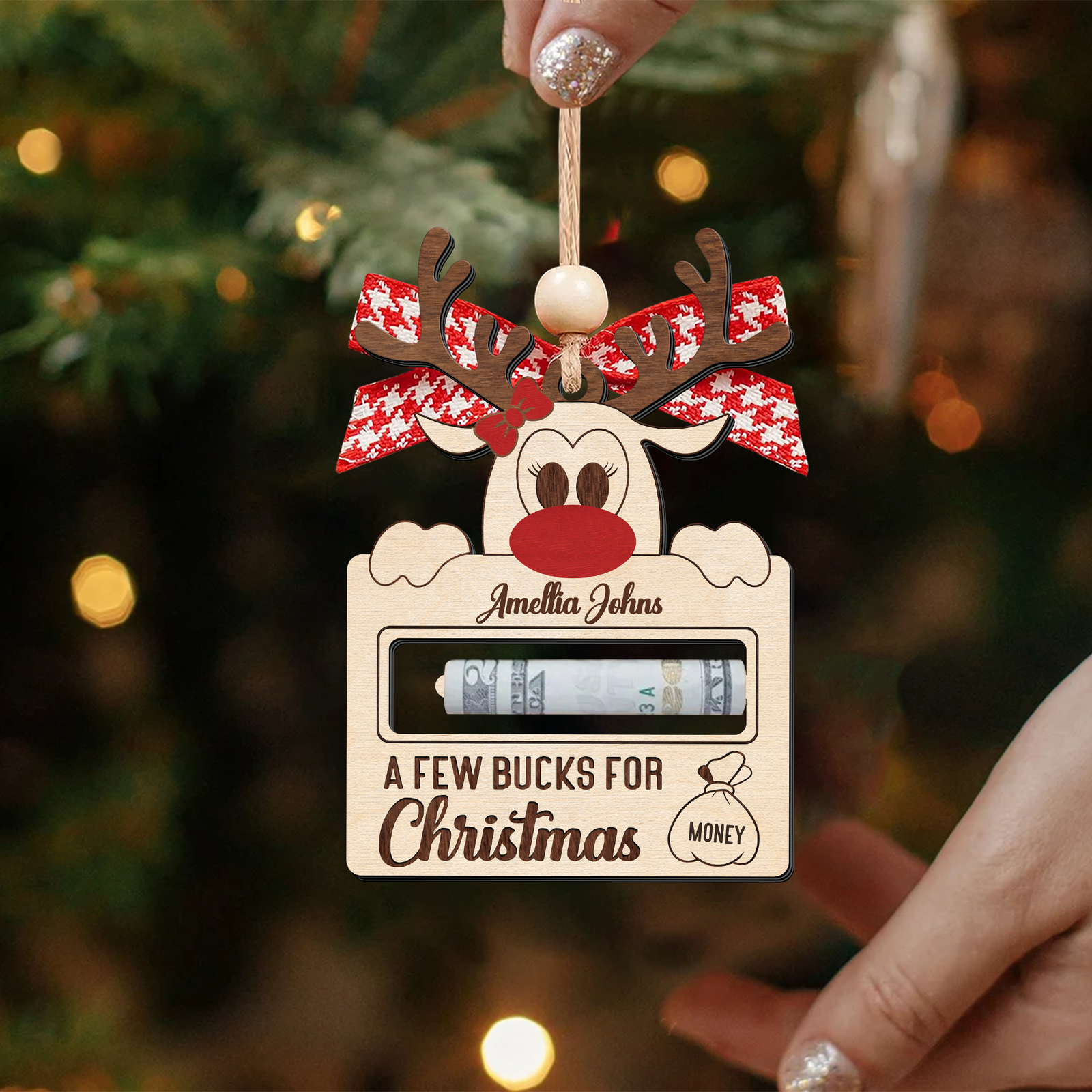 Personalized Cute Reindeer Christmas Money Holder Ornament, Here’s A Few Bucks for Christmas Money Holder Gifts MH50 - Kindlytoys
