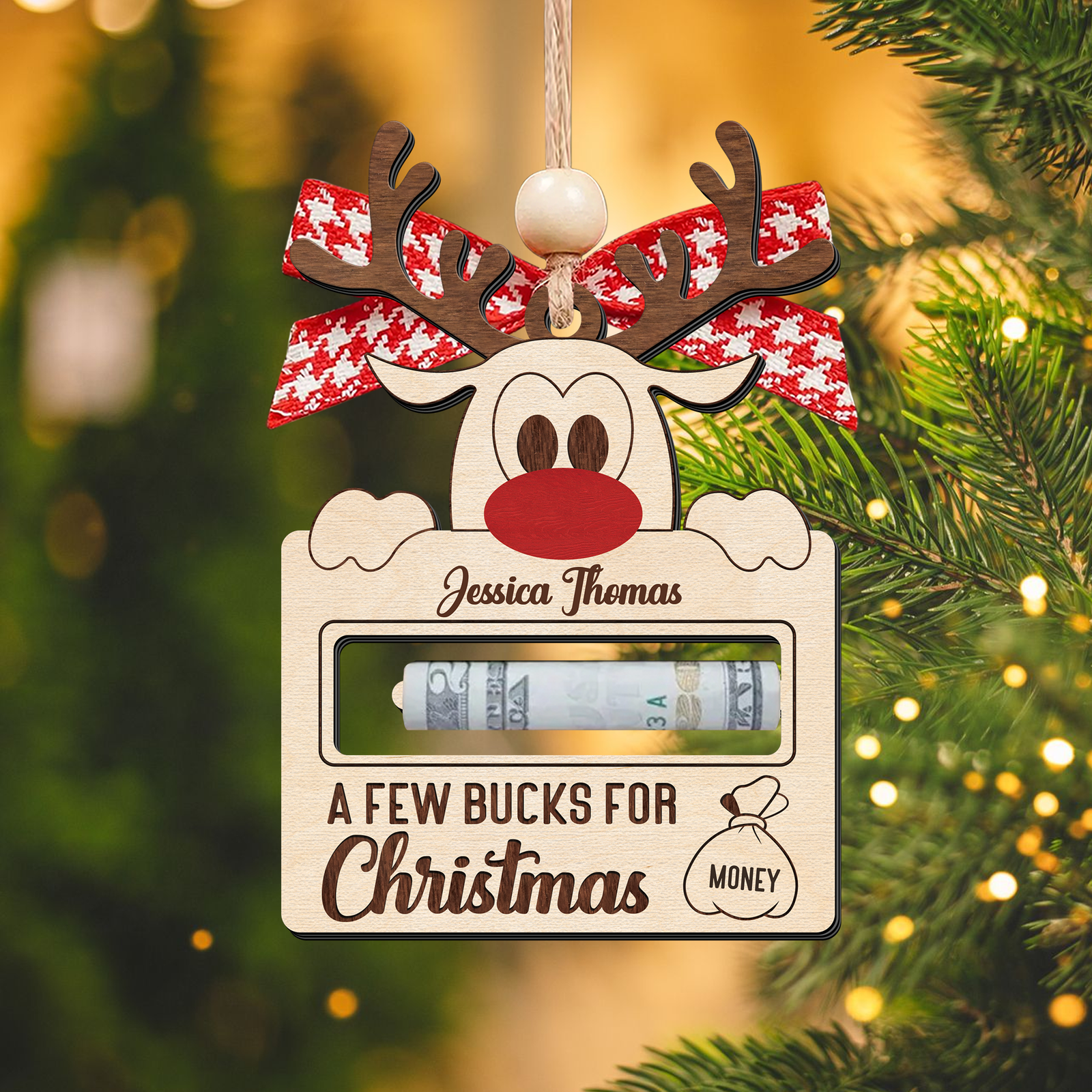 Personalized Cute Reindeer Christmas Money Holder Ornament, Here’s A Few Bucks for Christmas Money Holder Gifts MH50 - Kindlytoys