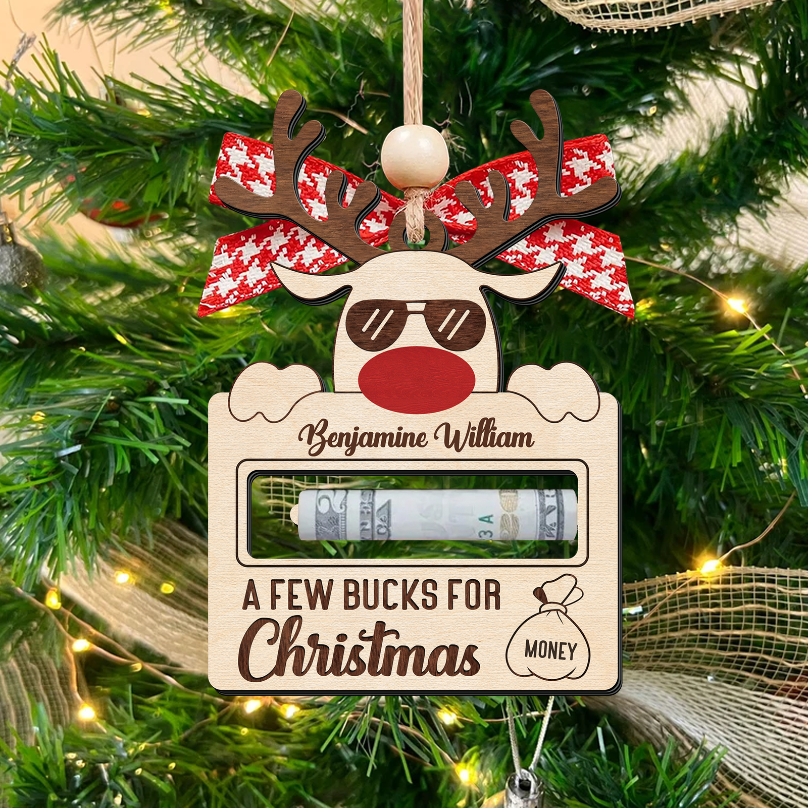 Personalized Cute Reindeer Christmas Money Holder Ornament, Here’s A Few Bucks for Christmas Money Holder Gifts MH50 - Kindlytoys