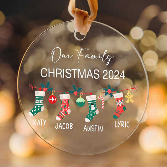 Personalized Family Christmas Ornament 2024 – Custom Family & Pet Ornament AV03-12 - Kindlytoys