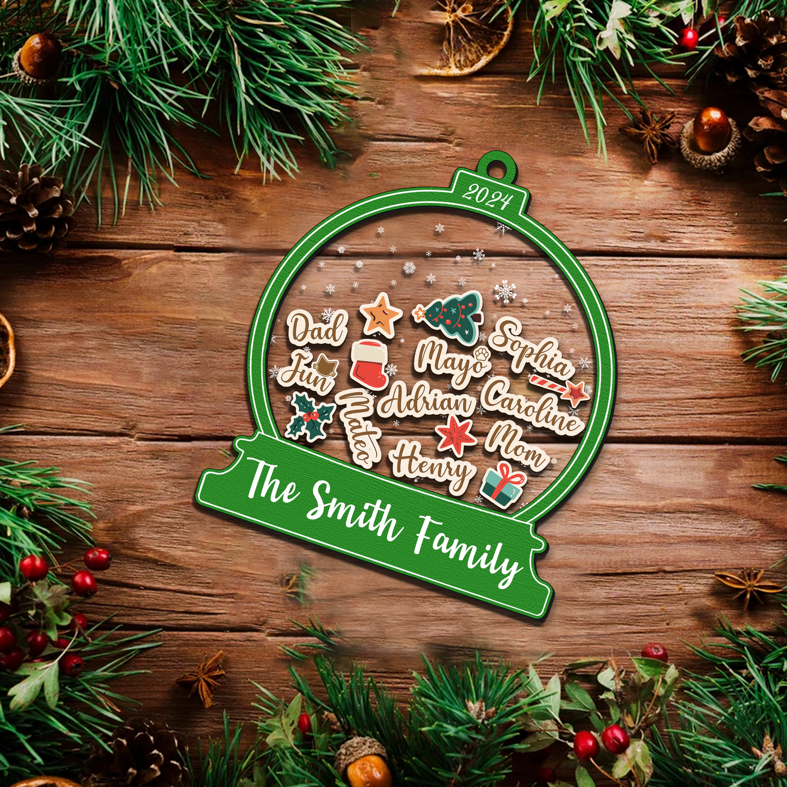 Personalized Family Christmas Ornaments, Custom Family Names Christmas Tree Decorations CF220 - Kindlytoys