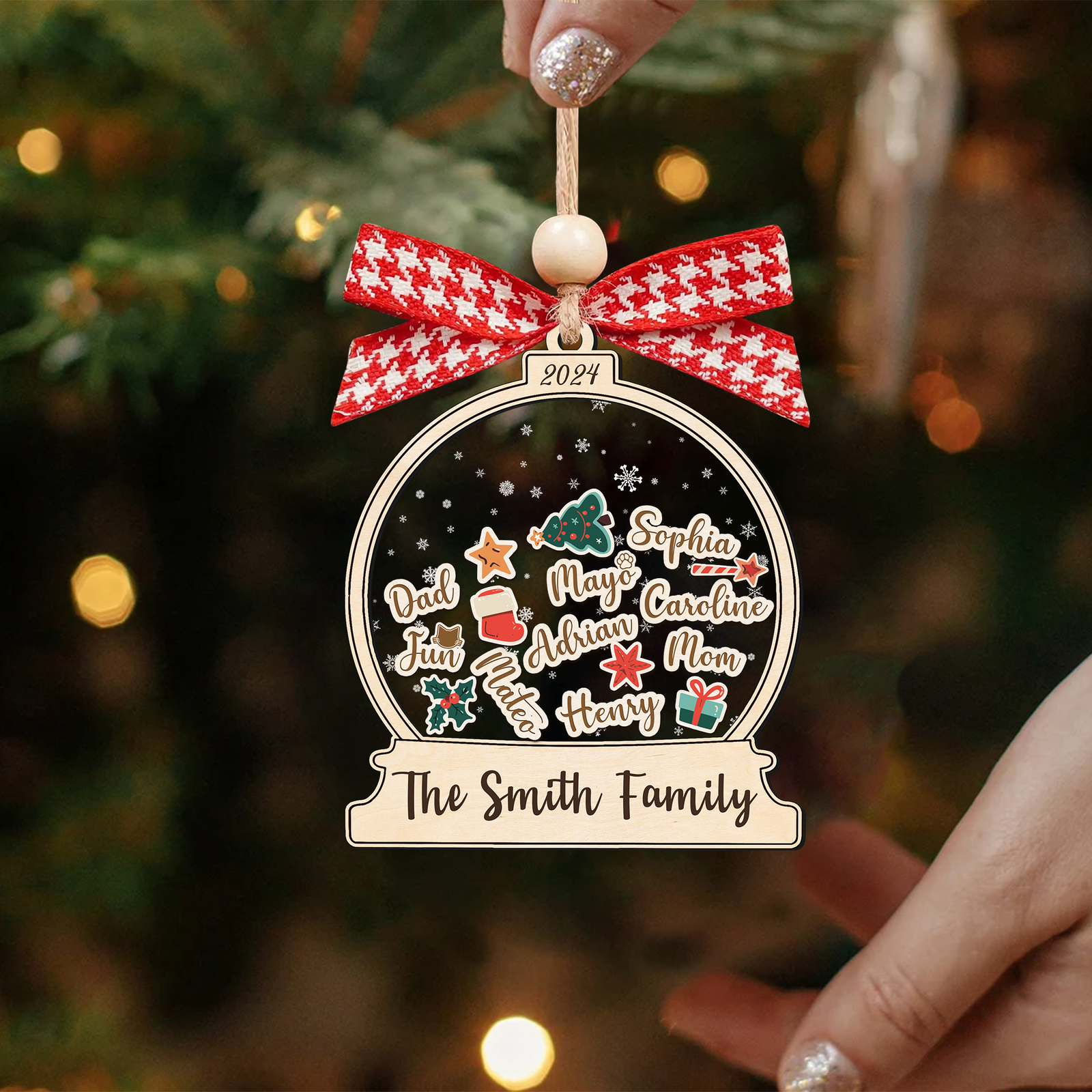 Personalized Family Christmas Ornaments, Custom Family Names Christmas Tree Decorations CF220 - Kindlytoys