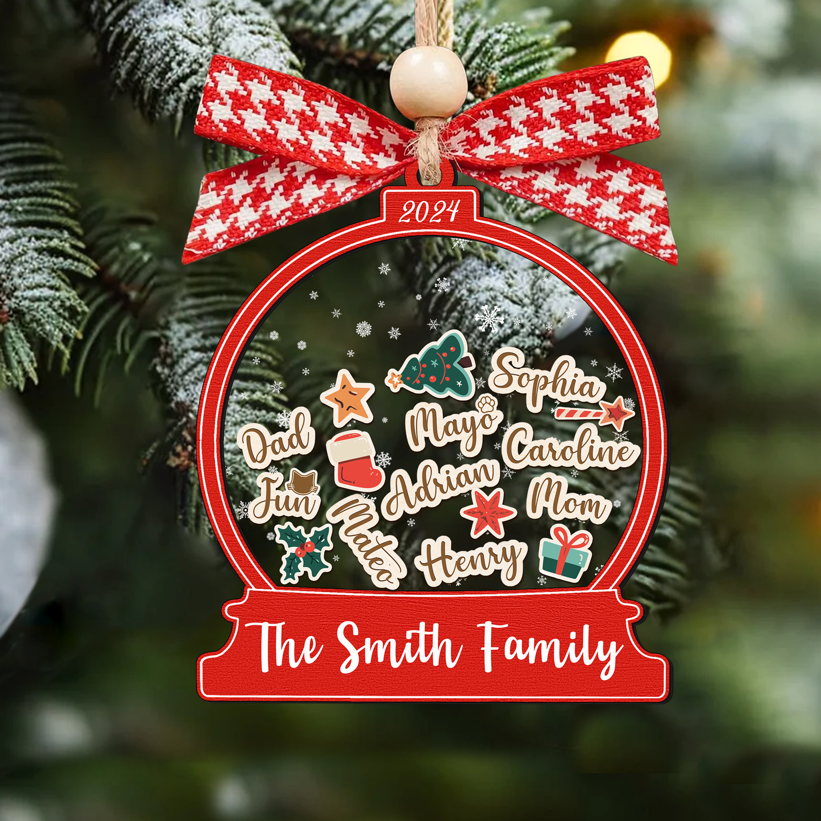 Personalized Family Christmas Ornaments, Custom Family Names Christmas Tree Decorations CF220 - Kindlytoys