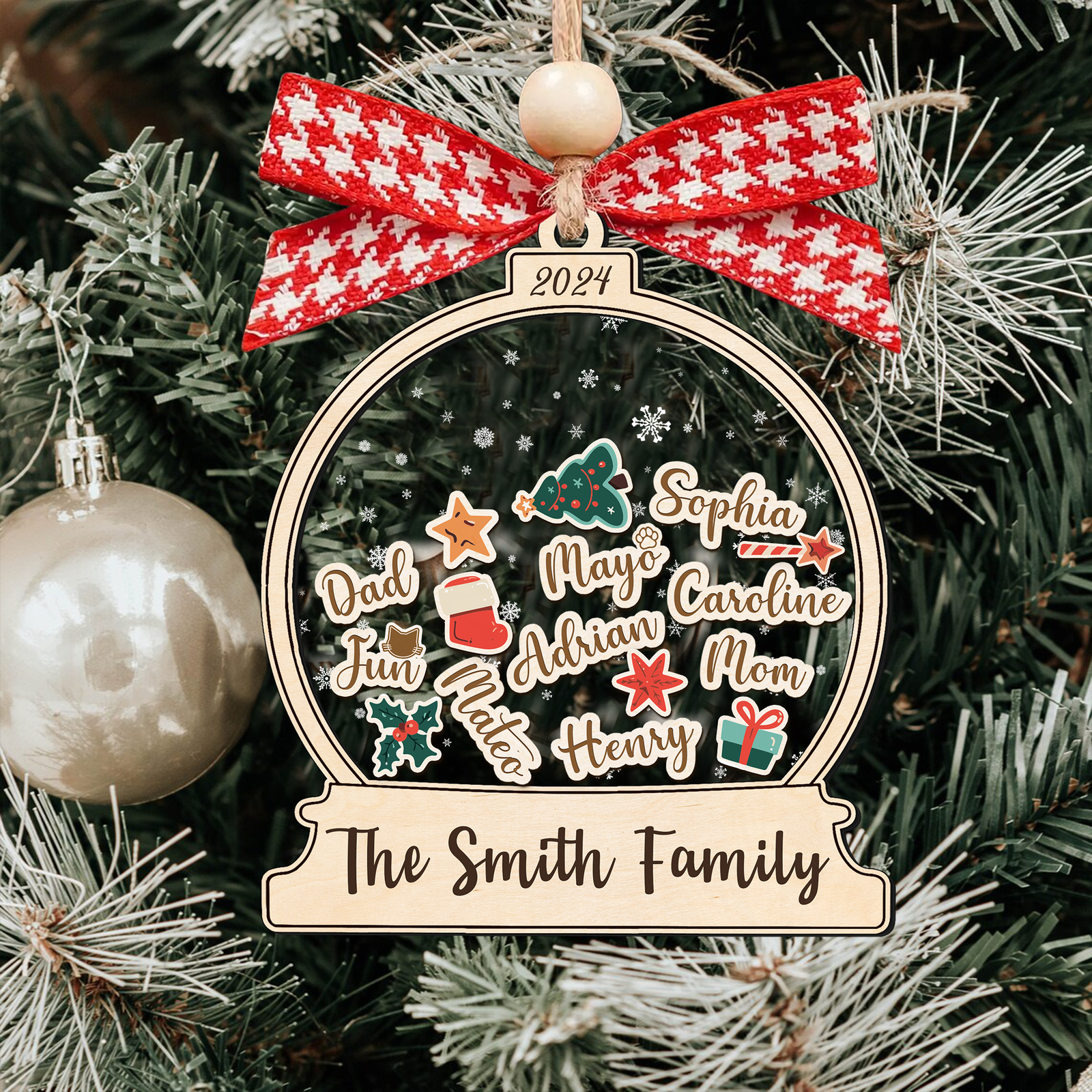 Personalized Family Christmas Ornaments, Custom Family Names Christmas Tree Decorations CF220 - Kindlytoys