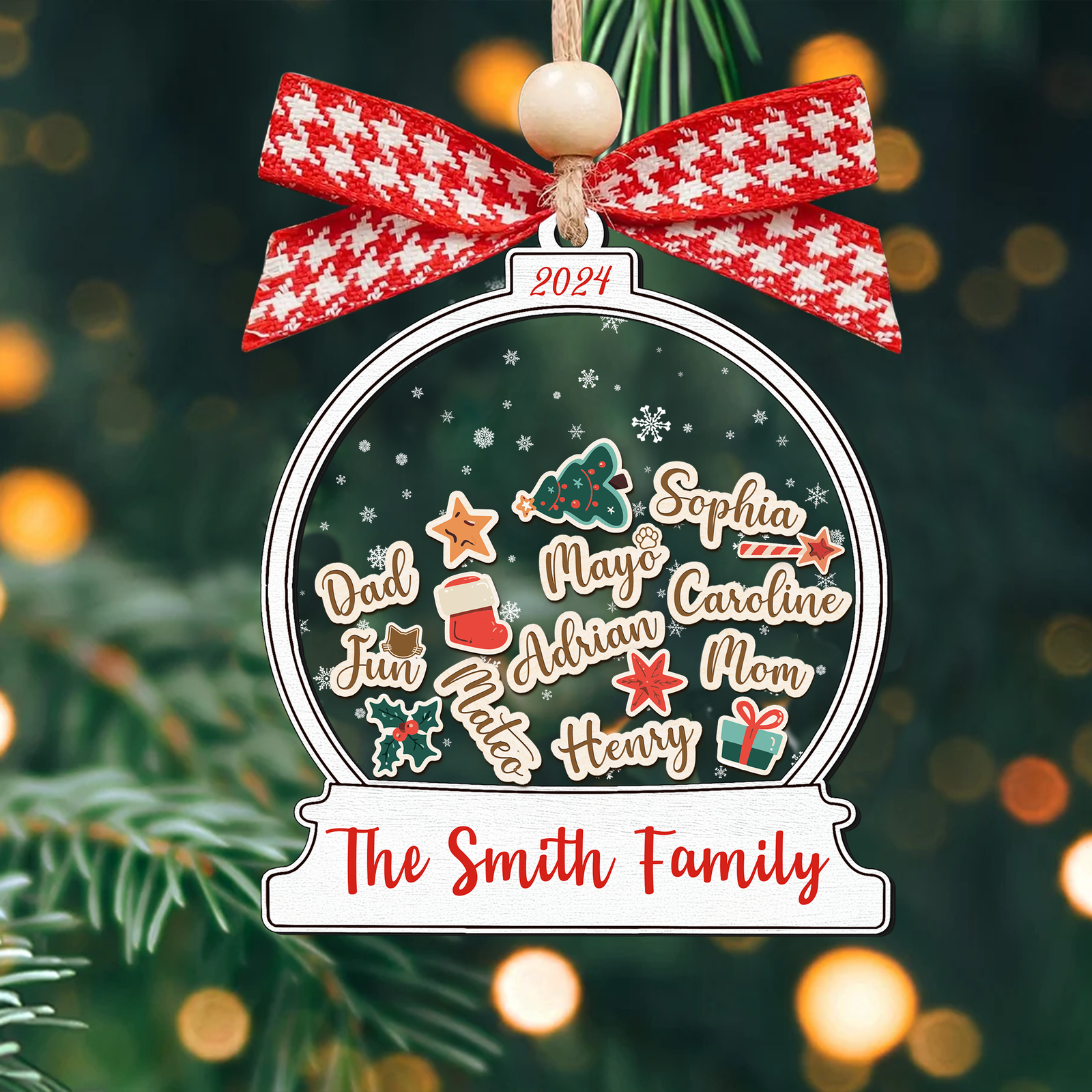 Personalized Family Christmas Ornaments, Custom Family Names Christmas Tree Decorations CF220 - Kindlytoys