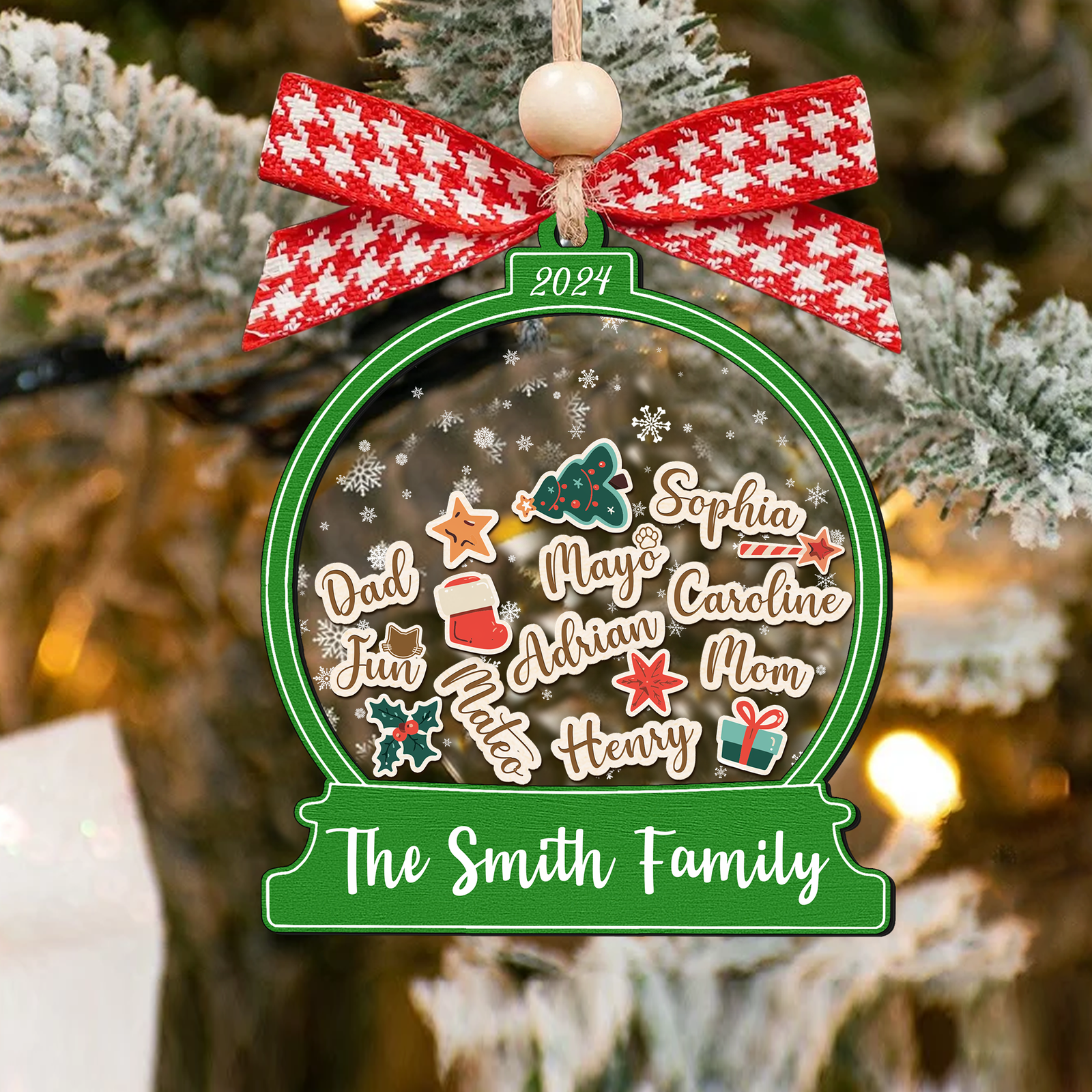 Personalized Family Christmas Ornaments, Custom Family Names Christmas Tree Decorations CF220 - Kindlytoys