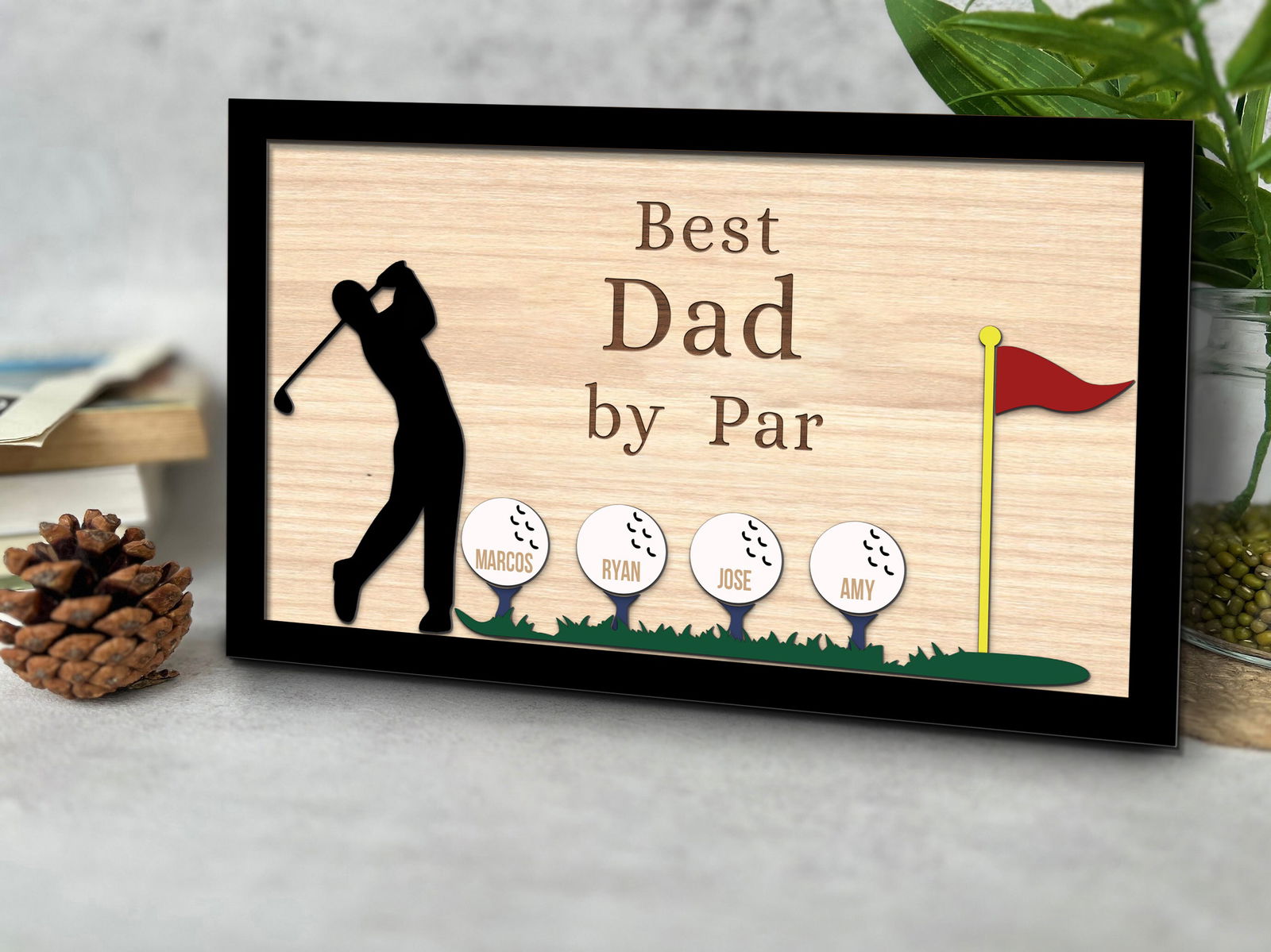 Personalized Plaque for Grandpa, Personalized Wooden Golf Sign, Custom Frame Father, Golf gifts for dad GP01 - Kindlytoys
