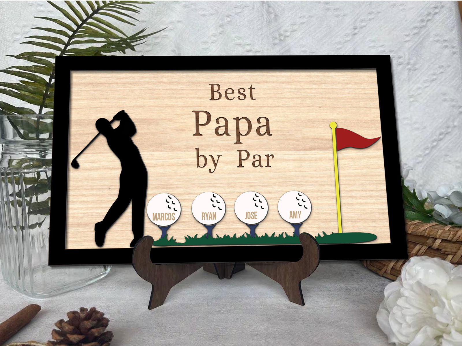 Personalized Plaque for Grandpa, Personalized Wooden Golf Sign, Custom Frame Father, Golf gifts for dad GP01 - Kindlytoys