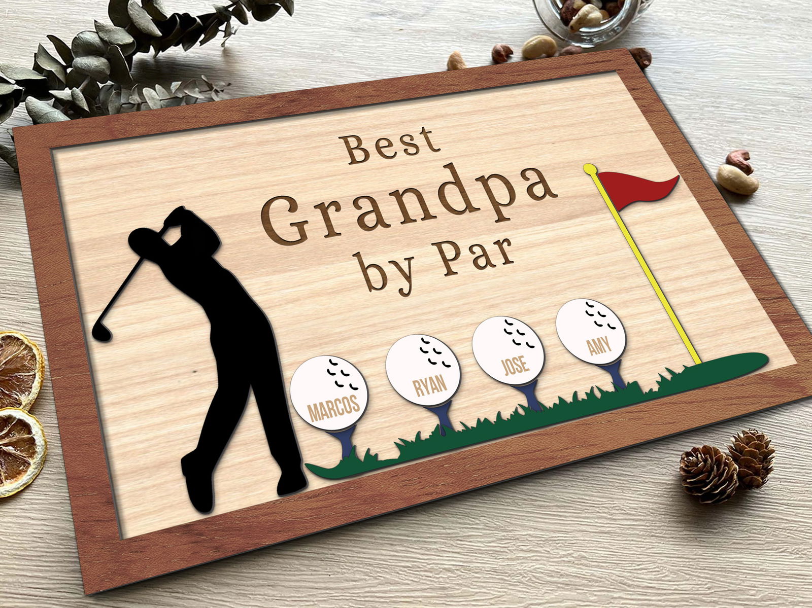 Personalized Plaque for Grandpa, Personalized Wooden Golf Sign, Custom Frame Father, Golf gifts for dad GP01 - Kindlytoys