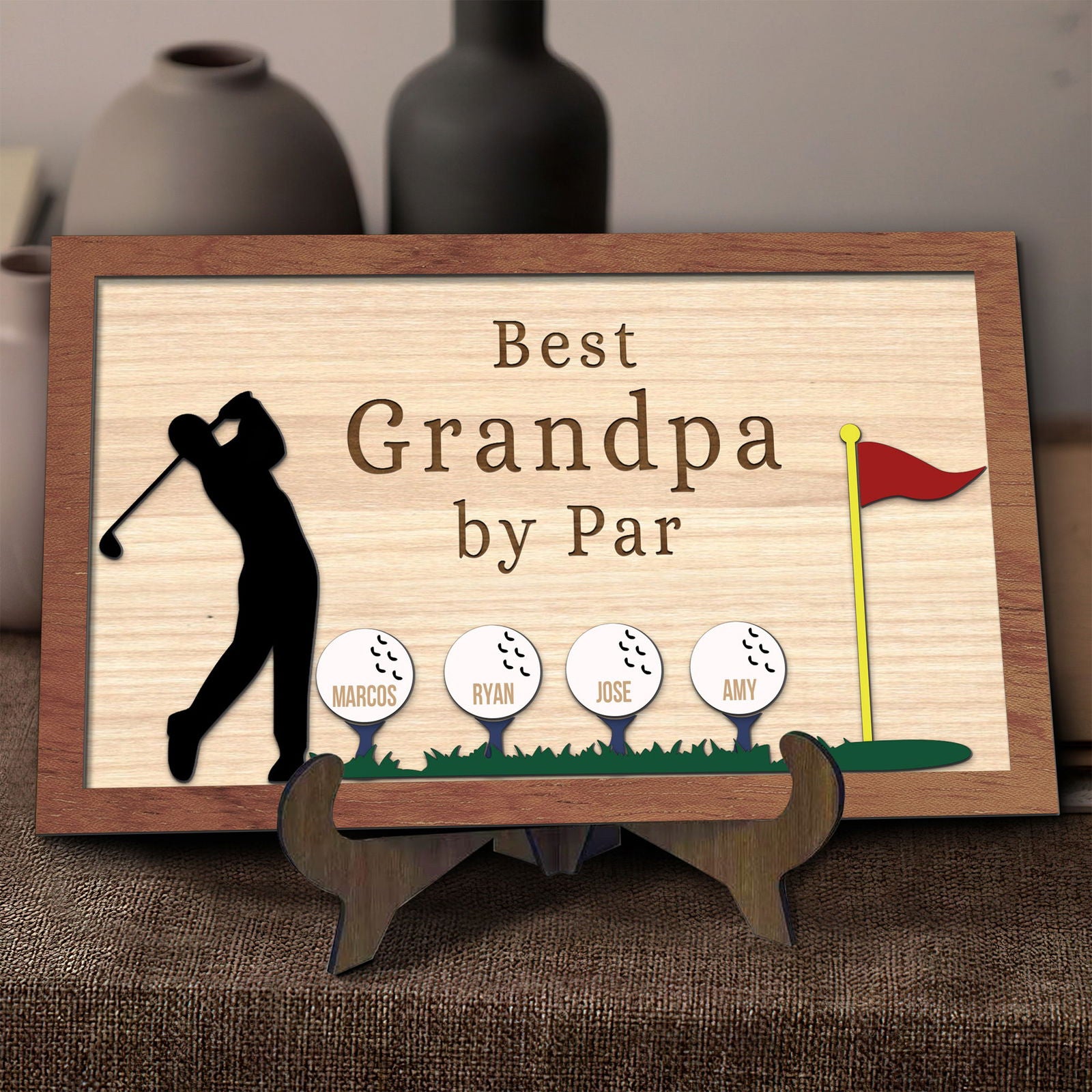 Personalized Plaque for Grandpa, Personalized Wooden Golf Sign, Custom Frame Father, Golf gifts for dad GP01 - Kindlytoys