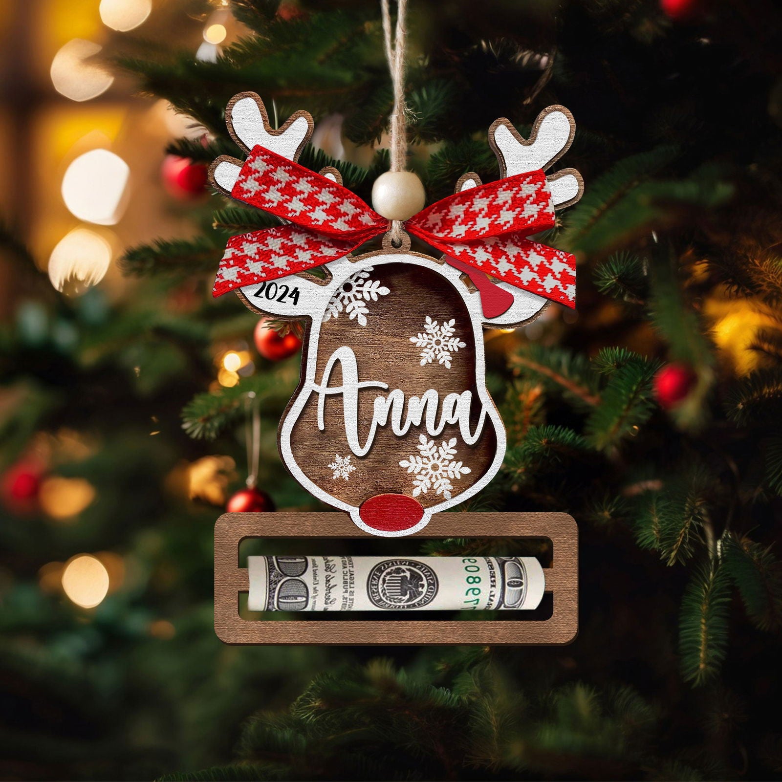 money holder christmas tree ornaments Personalized Reindeer Money Holder Christmas Ornament, Here's A Few Bucks for Christmas, Reindeer Money Holder Tree Christmas Gifts