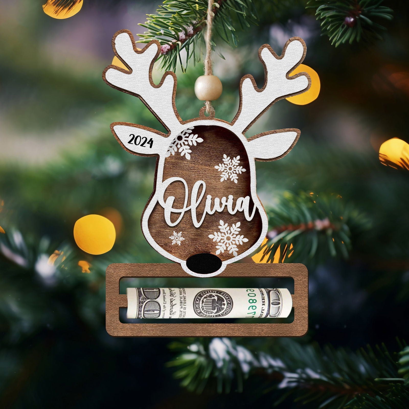 Personalized Reindeer Money Holder Christmas Ornament, Tree Christmas Gifts KT05 - Kindlytoys